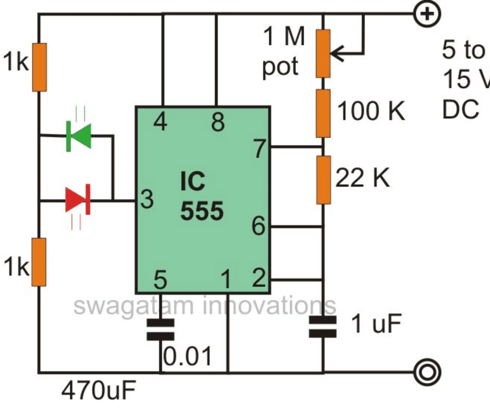 Alternate LED flasher circuit using IC 555