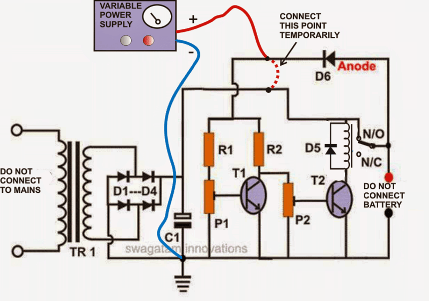 setting up a self adjusting battery charger circuit