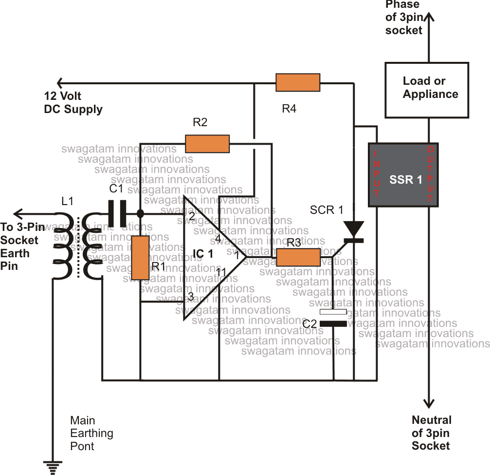 ELCB Circuit Using a SSR solid state relay