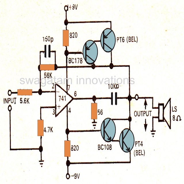 Power Amplifier Circuit using IC 741