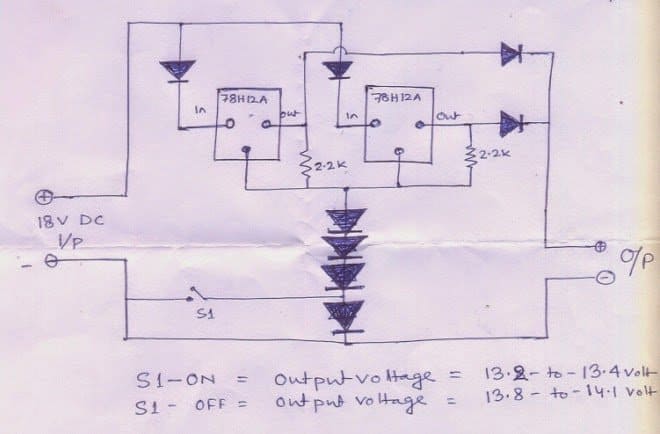 100 Ah lead acid battery charger circuit diagram using IC 78H12A