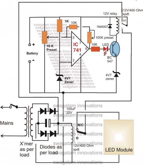 10 watt to 1000 watt emergency lamp circuit diagram