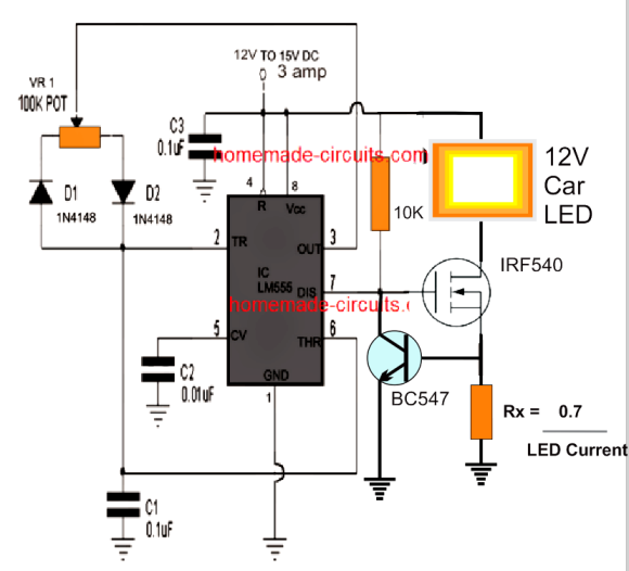 car headlight PWM intensity control circuit diagram