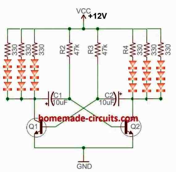 LED Wig Wag Flasher Circuit for Christmas Decoration - Electronic ...