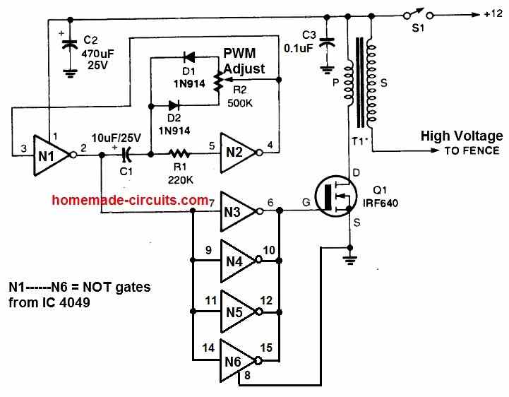 Powerful Fence Charger Circuit using CDI Ignition Coil Electronic