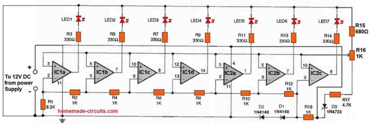 AC voltage monitor circuit using LM324 IC