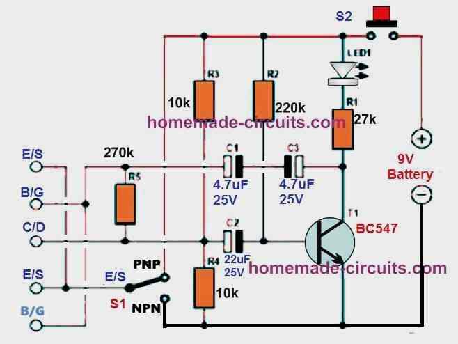 BJT, JFET, MOSFET Tester Circuit